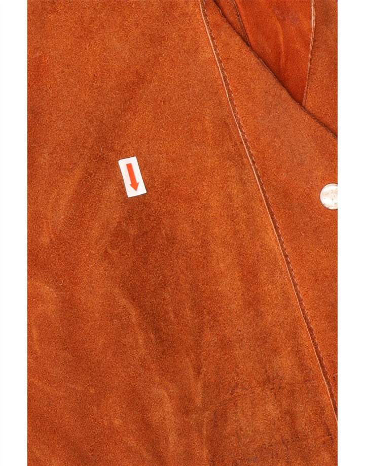 Vestă vintage pentru femei de piele intoarsa UK 18 XL maro Western