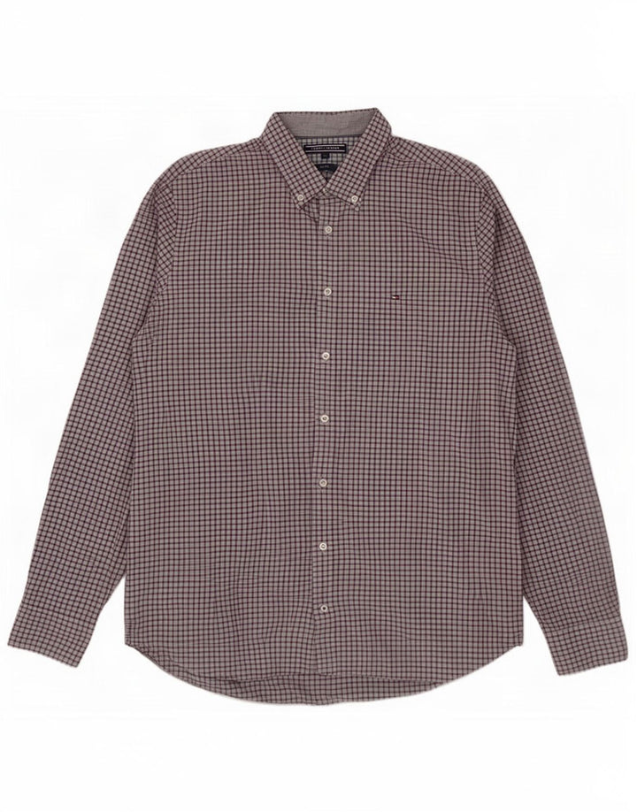 Cămașă pentru bărbați Tommy Hilfiger Slim Fit XL, bumbac cu carouri gri