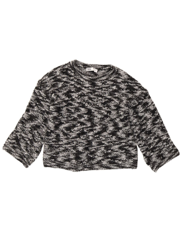 Pulover pentru femeie Zara, cu mâneci 3/4, cu decolteu barcă, Marea Britanie 14, mediu negru Tie Dye