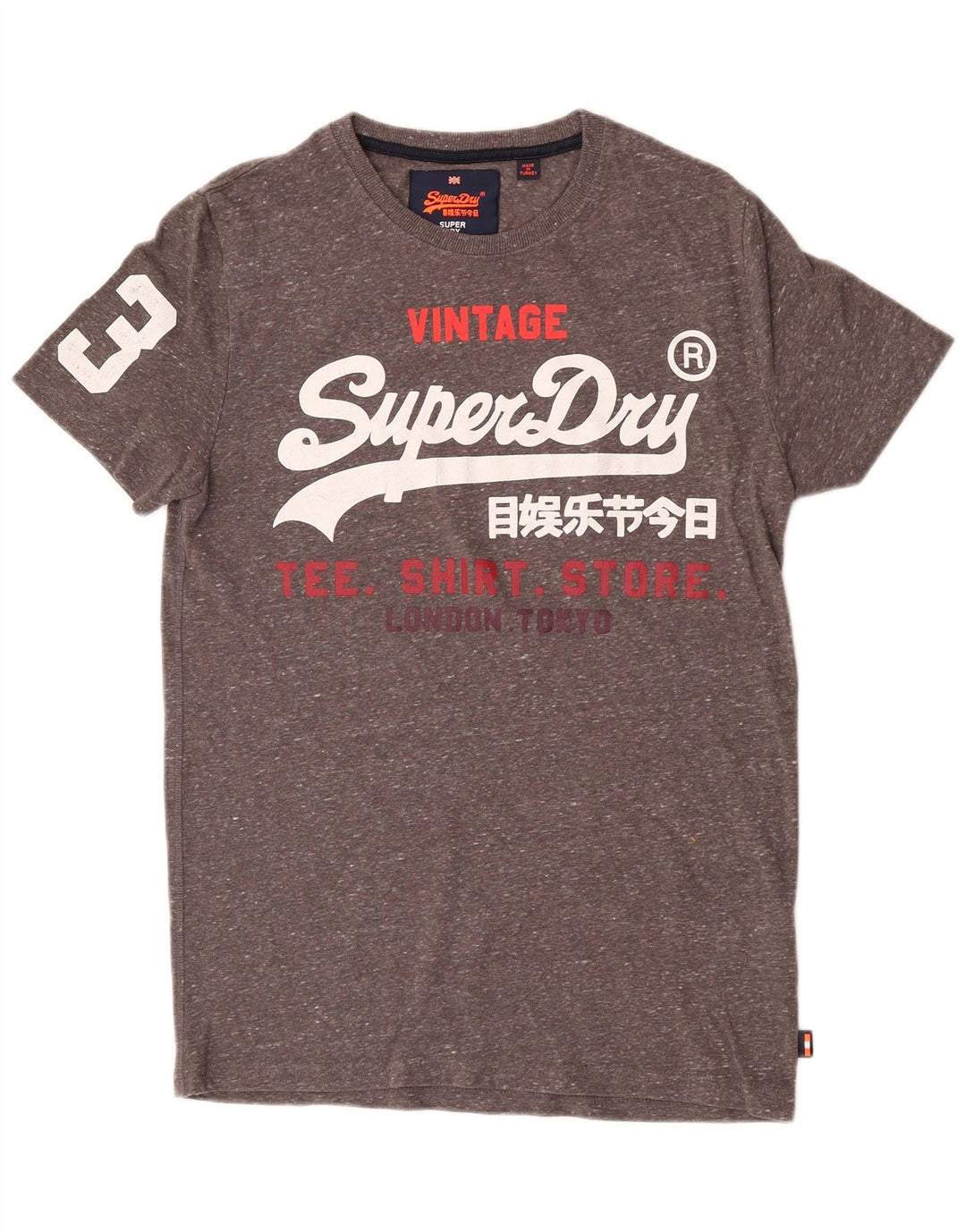 Tricou grafic pentru bărbați Superdry Top din bumbac cu pete gri mediu
