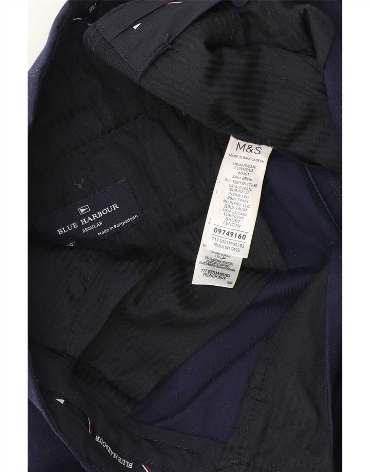 Pantaloni chino obișnuiți Blue Harbour pentru bărbați Marks & Spencer L34 L29 bleumarin