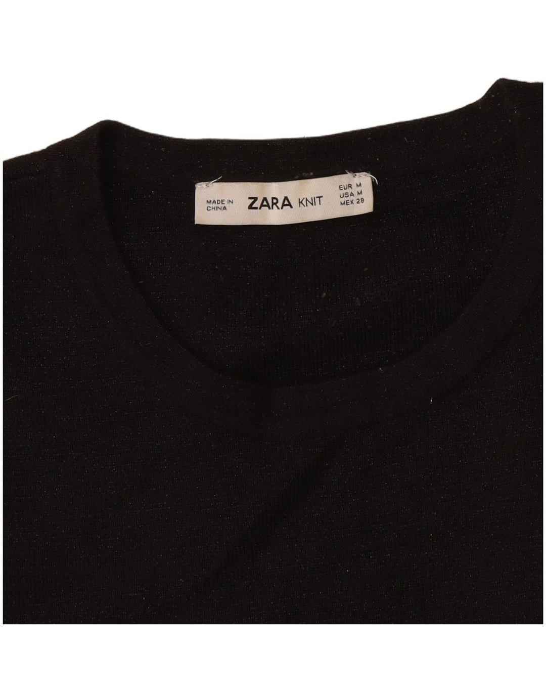 Tricou Crop pentru femei Zara UK 12 Medium Negru