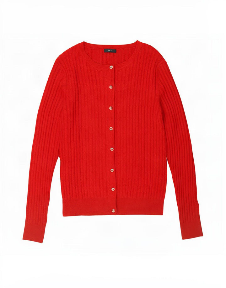 Pulover cardigan pentru femei M&Co UK 14 Medium Red Acrylic