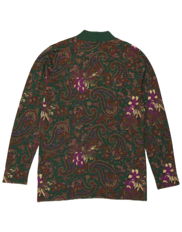 Andrea Mare Pulover cu gât țestoasă pentru femei UK 14 Medium Green Paisley