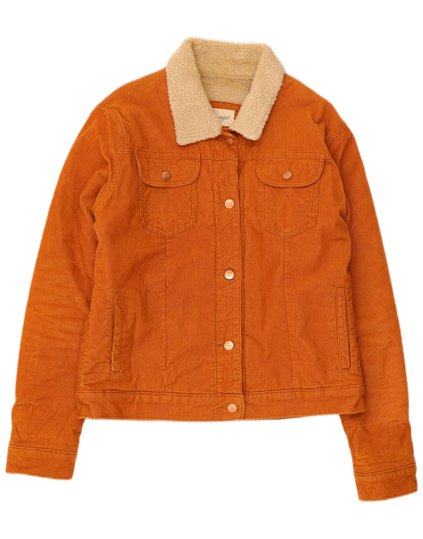 Jachetă Wrangler pentru femei Sherpa Corduroy UK 14 mare bumbac portocaliu
