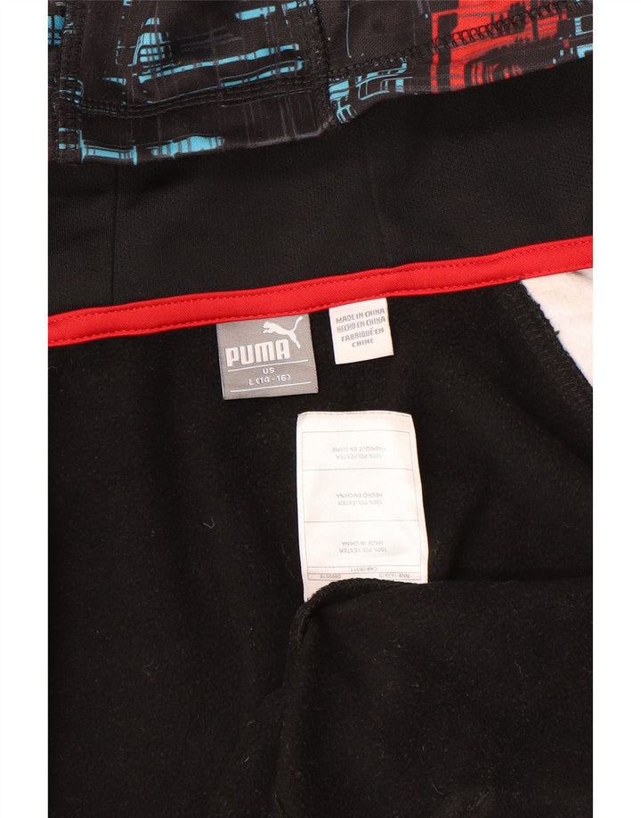 Pulover Puma pentru băieți, cu fermoar, 14-15 ani, mare, negru, geometric, poliester