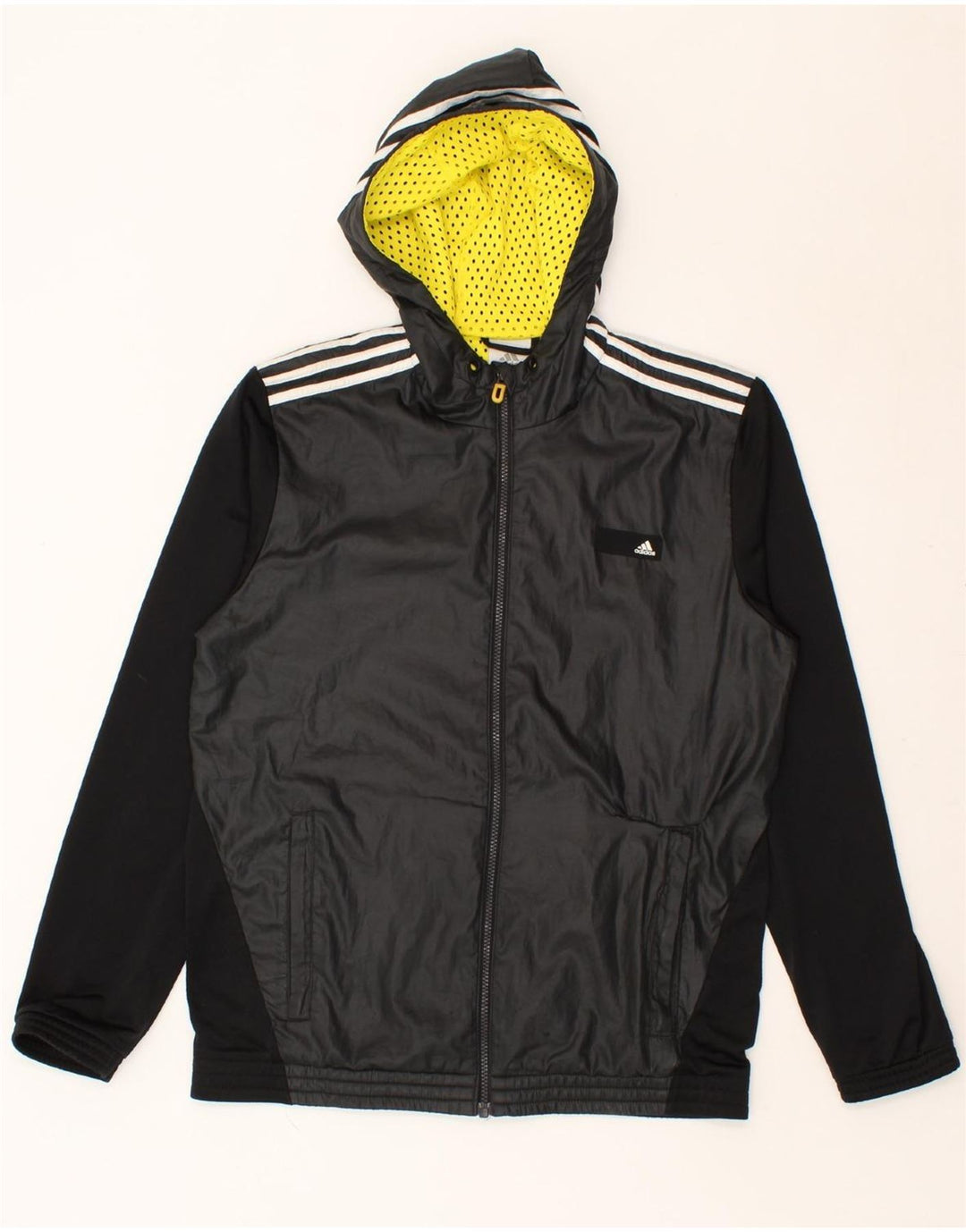 ADIDAS Mens Graphic Zip Hoodie Sweater UK 42/44 Large Black Polyester Vintage Adidas and Second-Hand Adidas from Messina Hembry 