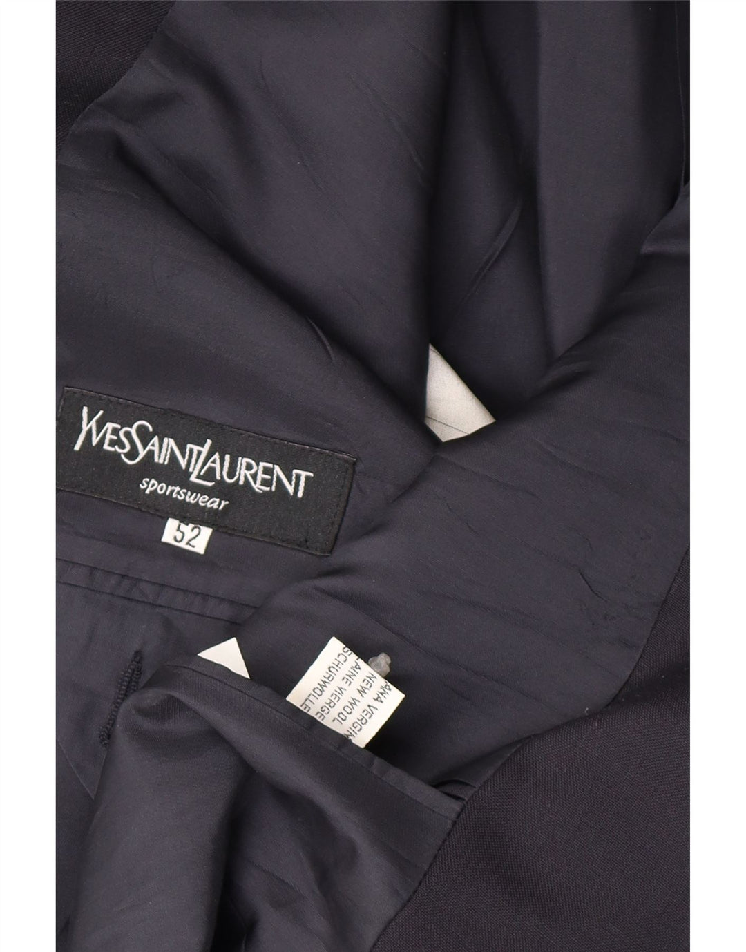 Jachetă Yves Saint Laurent pentru bărbați, cu 2 nasturi, IT 52 XL, lână nouă, albastru bleumarin