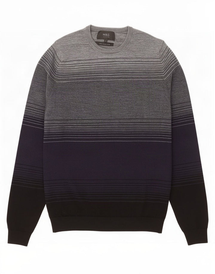 Pulover Marks & Spencer pentru bărbați, cu gât crew, color block, mediu bleumarin