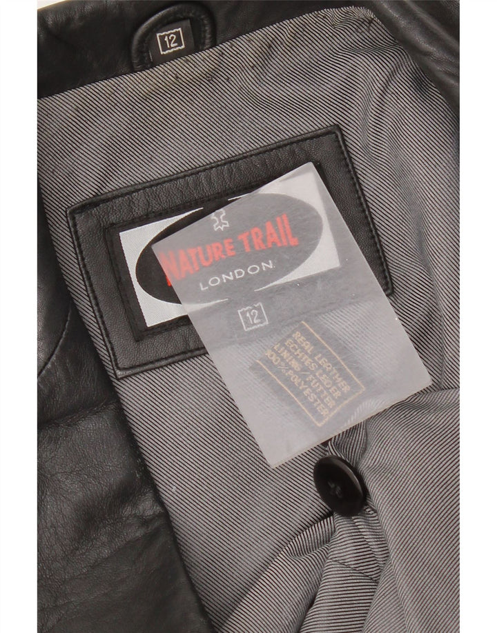 Jachetă vintage din piele cu 1 nasture pentru femei UK 12 Piele neagră medie