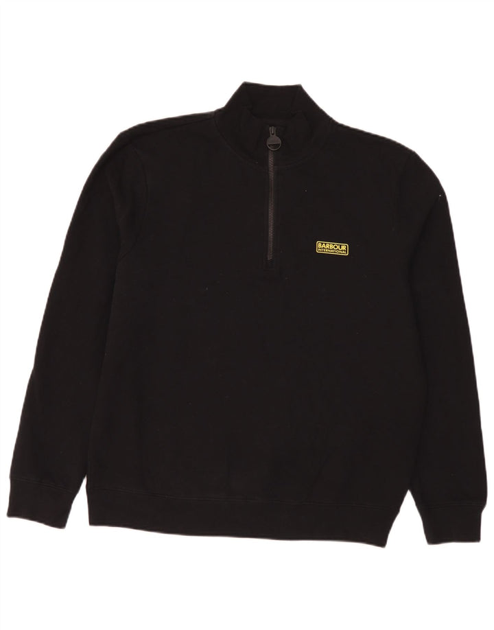 Hanorac pentru bărbați Barbour, cu fermoar, cu gât, XL, bumbac negru