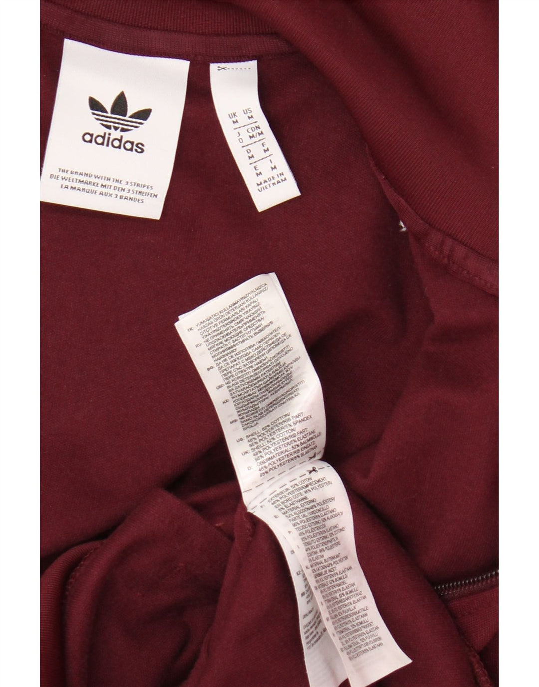 Jachetă de trening pentru bărbați Adidas, bumbac mediu burgundy