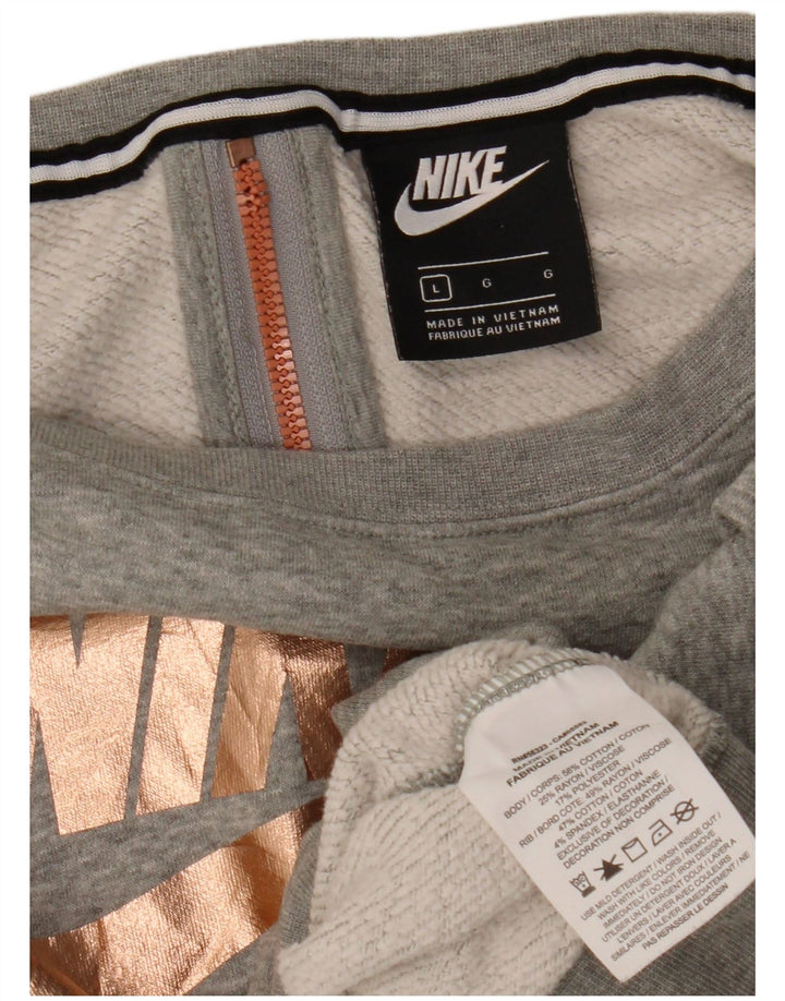 Pulover pentru femei Nike Crop Graphic Oversized Sweat UK 16 Large Gri