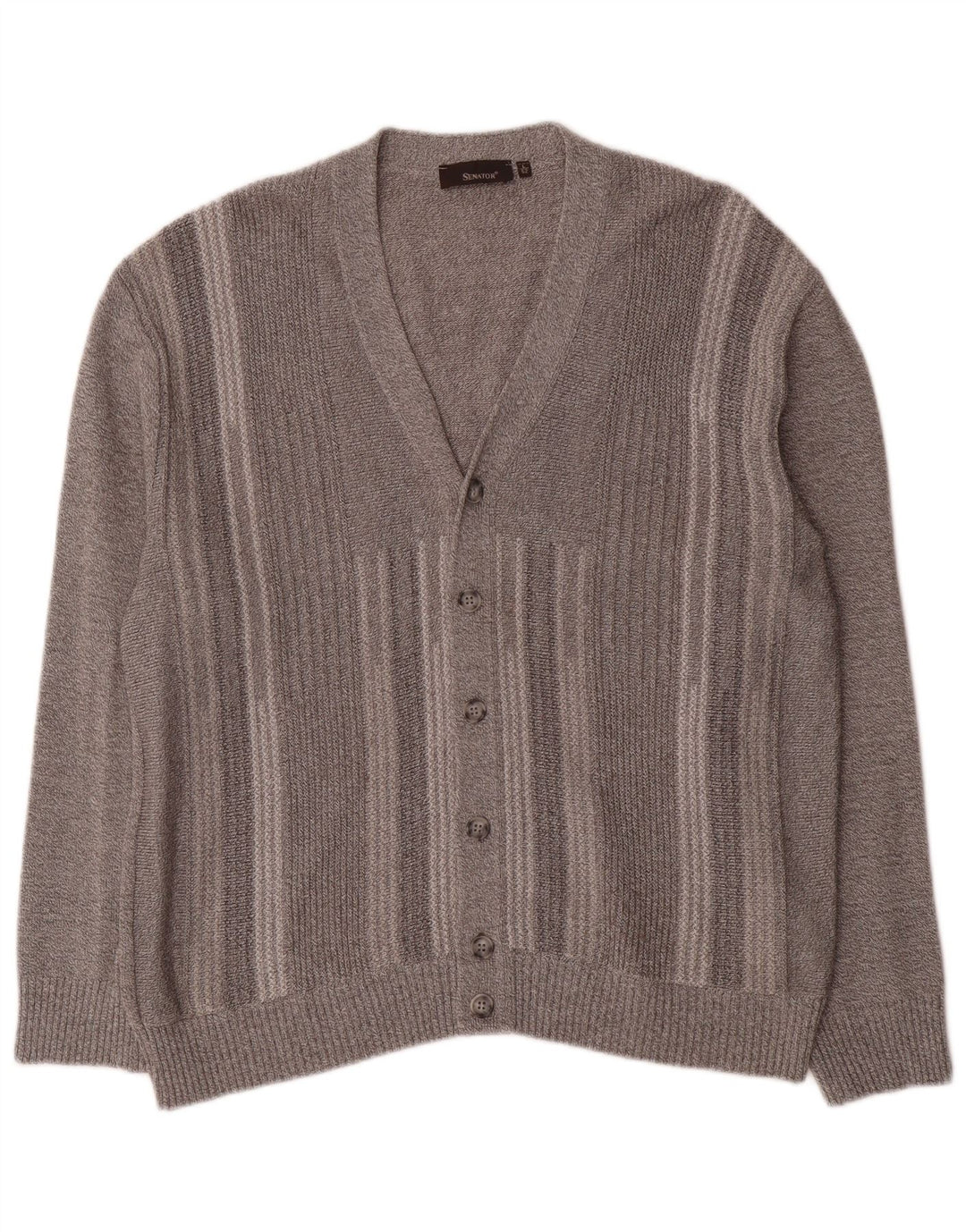 Pulover cardigan pentru bărbați Senator IT 52, bumbac cu dungi gri mari