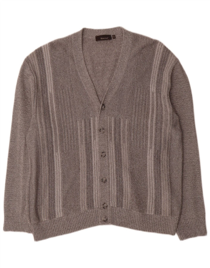 Pulover cardigan pentru bărbați Senator IT 52, bumbac cu dungi gri mari