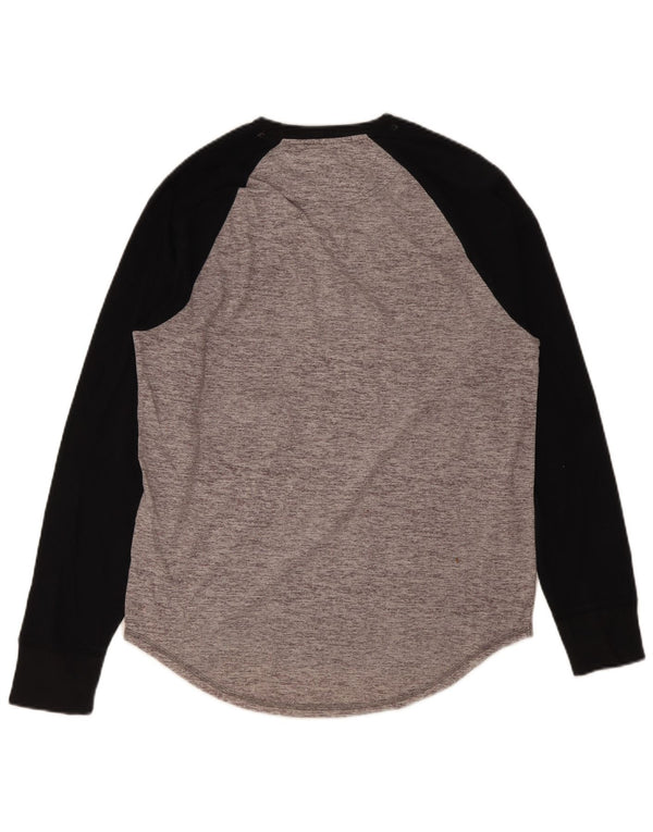 Top grafic Hollister pentru bărbați cu mânecă lungă, gri mediu, bumbac color bloc