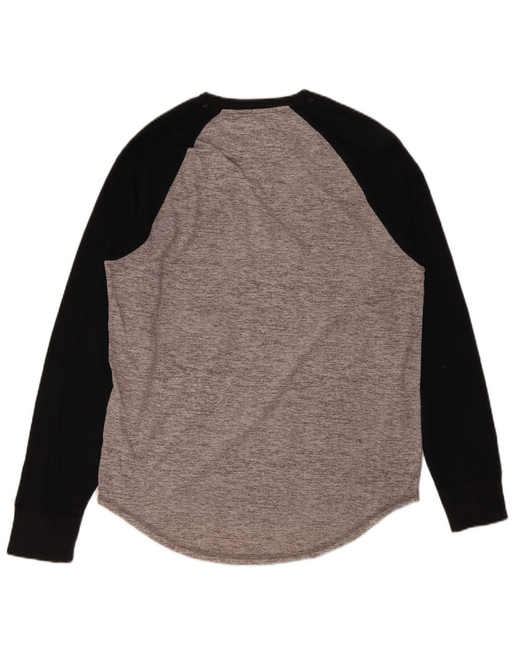 Top grafic Hollister pentru bărbați cu mânecă lungă, gri mediu, bumbac color bloc