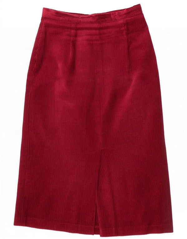 Fusta Vintage pentru femei din velur UK 14 Medium W28 Bumbac Burgundy