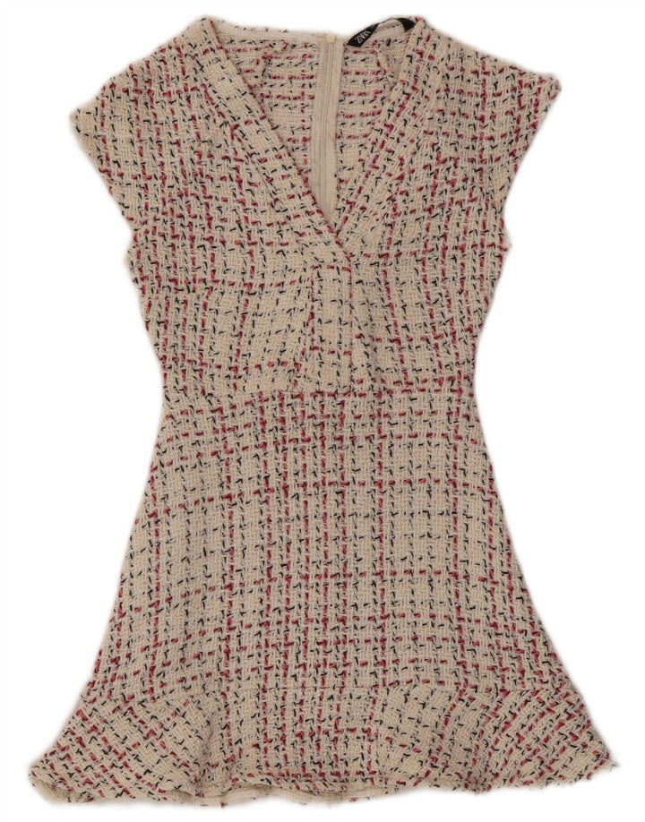 Rochie A-Line pentru Damă Zara UK 8 Mic Bej Check