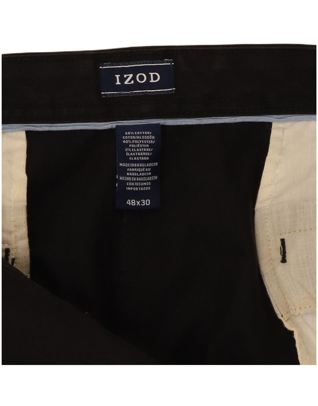 Pantaloni chino drept bărbați Izod L48 L30 bumbac negru