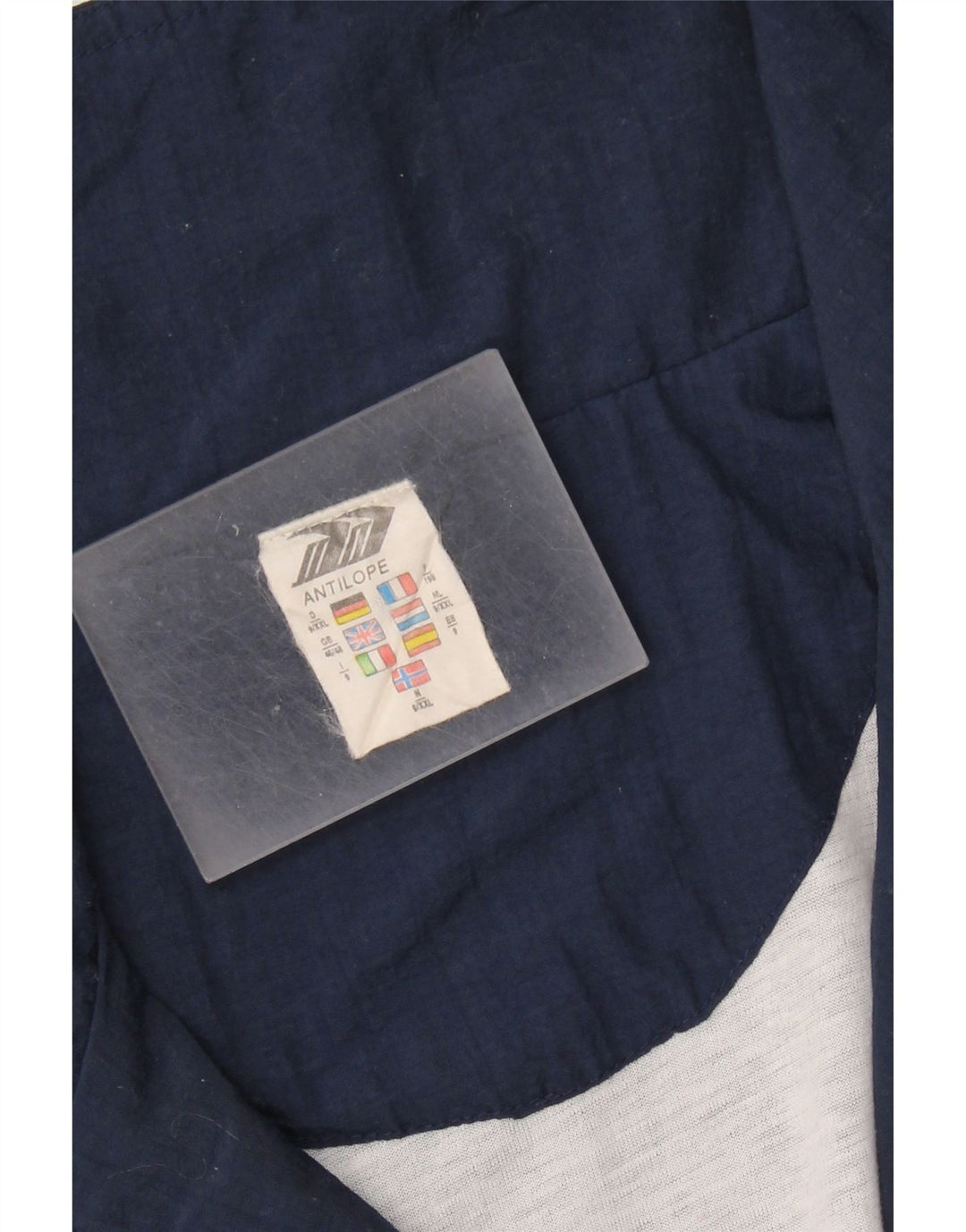 Jachetă de trening pentru bărbați VINTAGE Marea Britanie 46/48 XL Nailon cu blocuri de culoare bleumarin