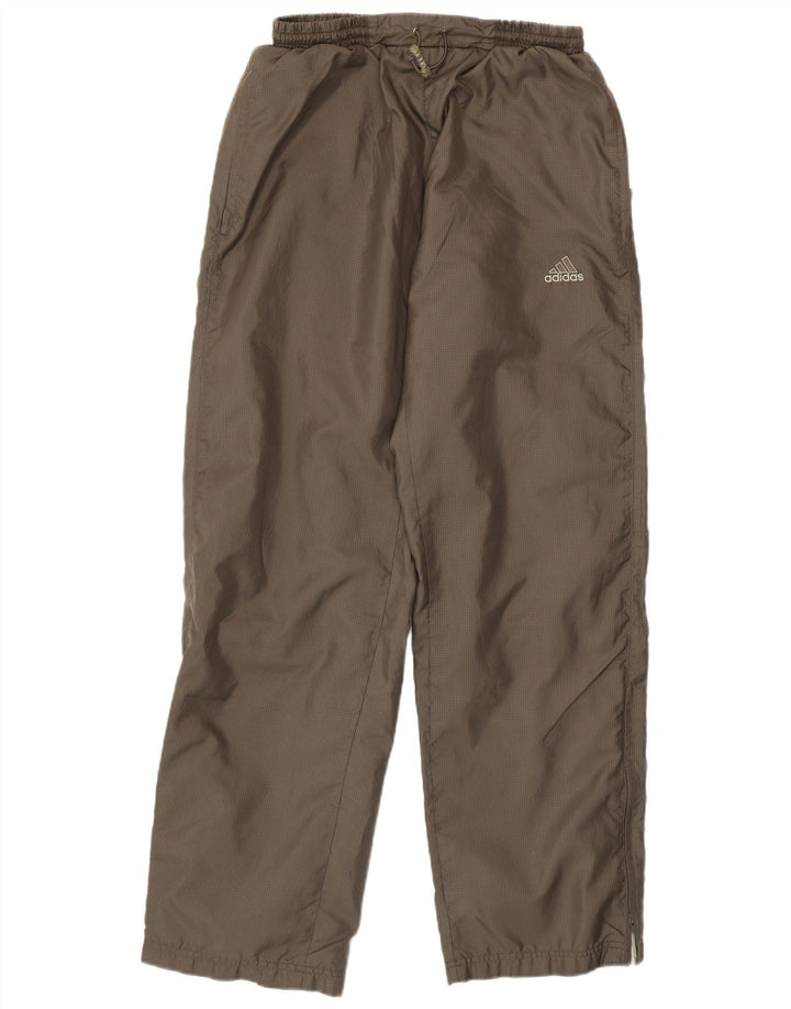 Pantaloni de trening ADIDAS pentru femei UK 14 Poliester cu carouri maro mediu