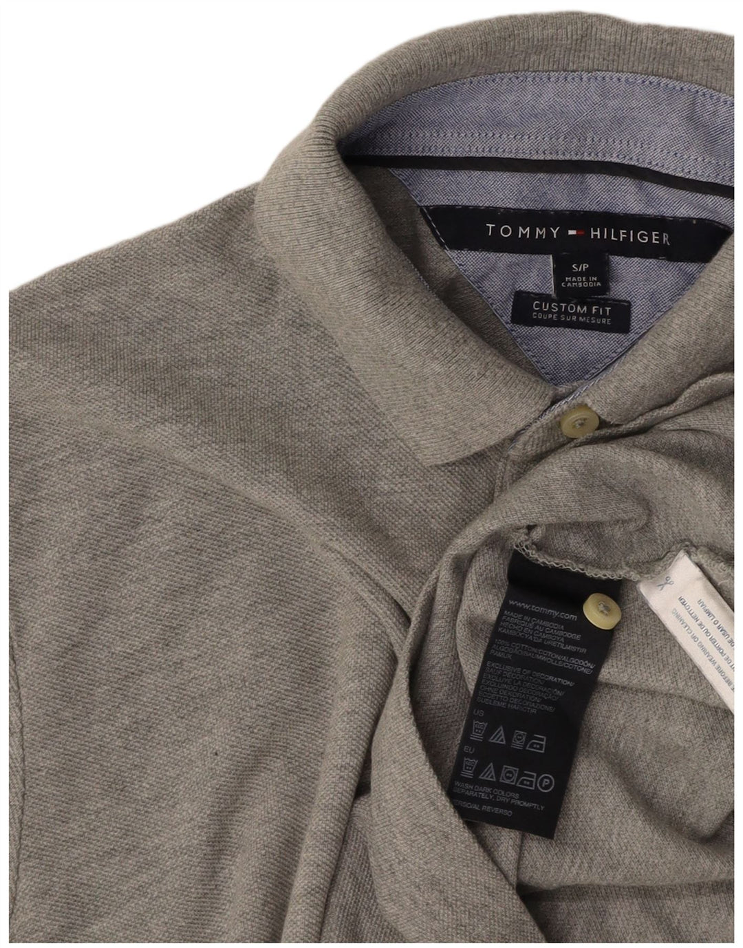 TOMMY HILFIGER Tricou polo personalizat pentru bărbați, bumbac gri mic