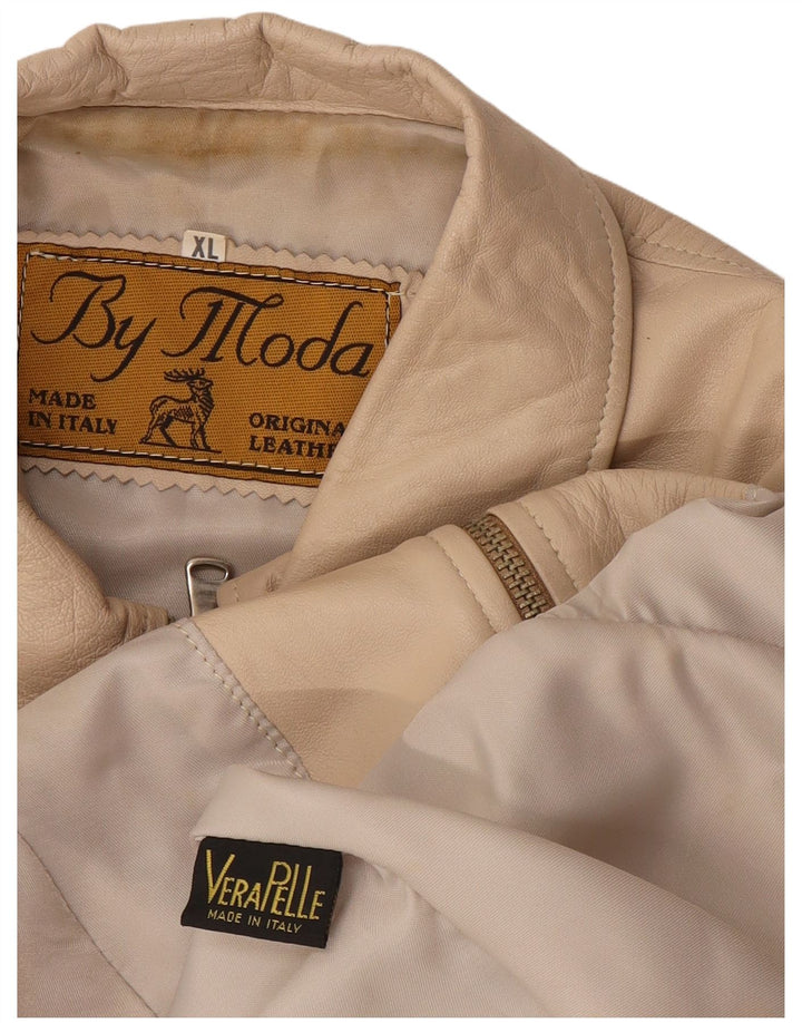 Jachetă de piele vintage pentru femei UK 18 XL din piele bej