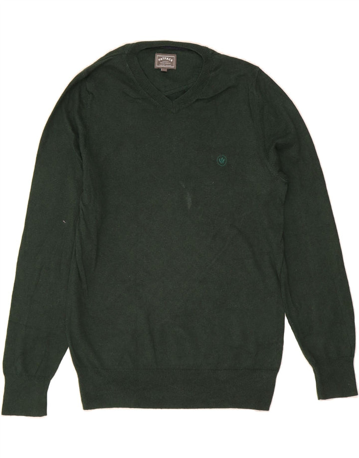 FAT FACE Mens V-Neck Jumper Sweater Medium Green Cotton Vintage Fat Face and Second-Hand Fat Face from Messina Hembry 