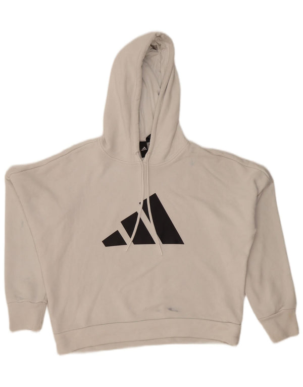 Jumper Adidas Oversized Crop Graphic Hoodie pentru femei UK 8/10 Small White