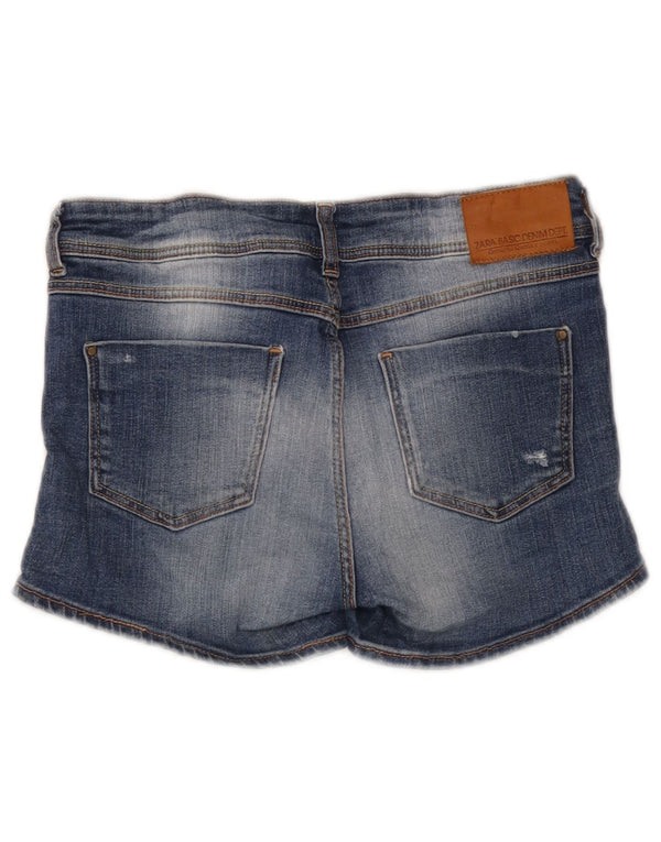 Zara Womens Low Waist Distressed Denim Shorts EU 36 XS W26 Blue