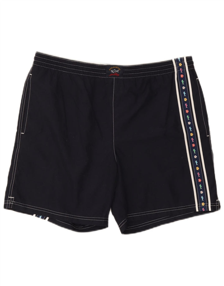 Pantaloni scurți de înot cu grafică pentru bărbați Paul & Shark, albastru bleumarin mediu