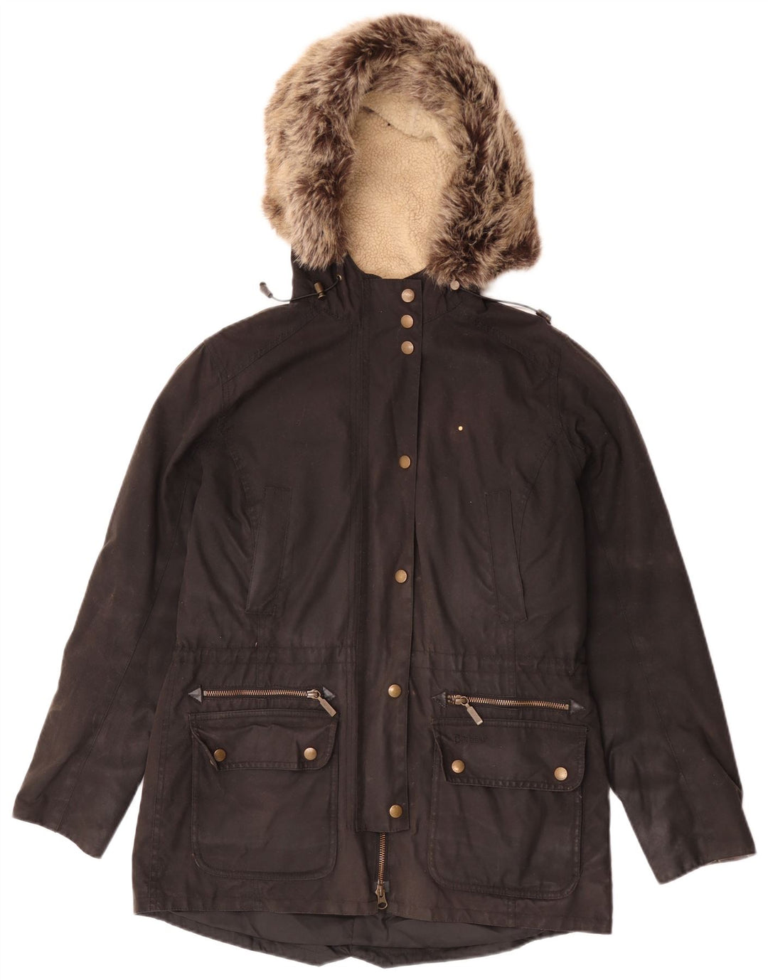 Jachetă de bumbac cerată cu glugă pentru femei Barbour UK 12 Medium Black