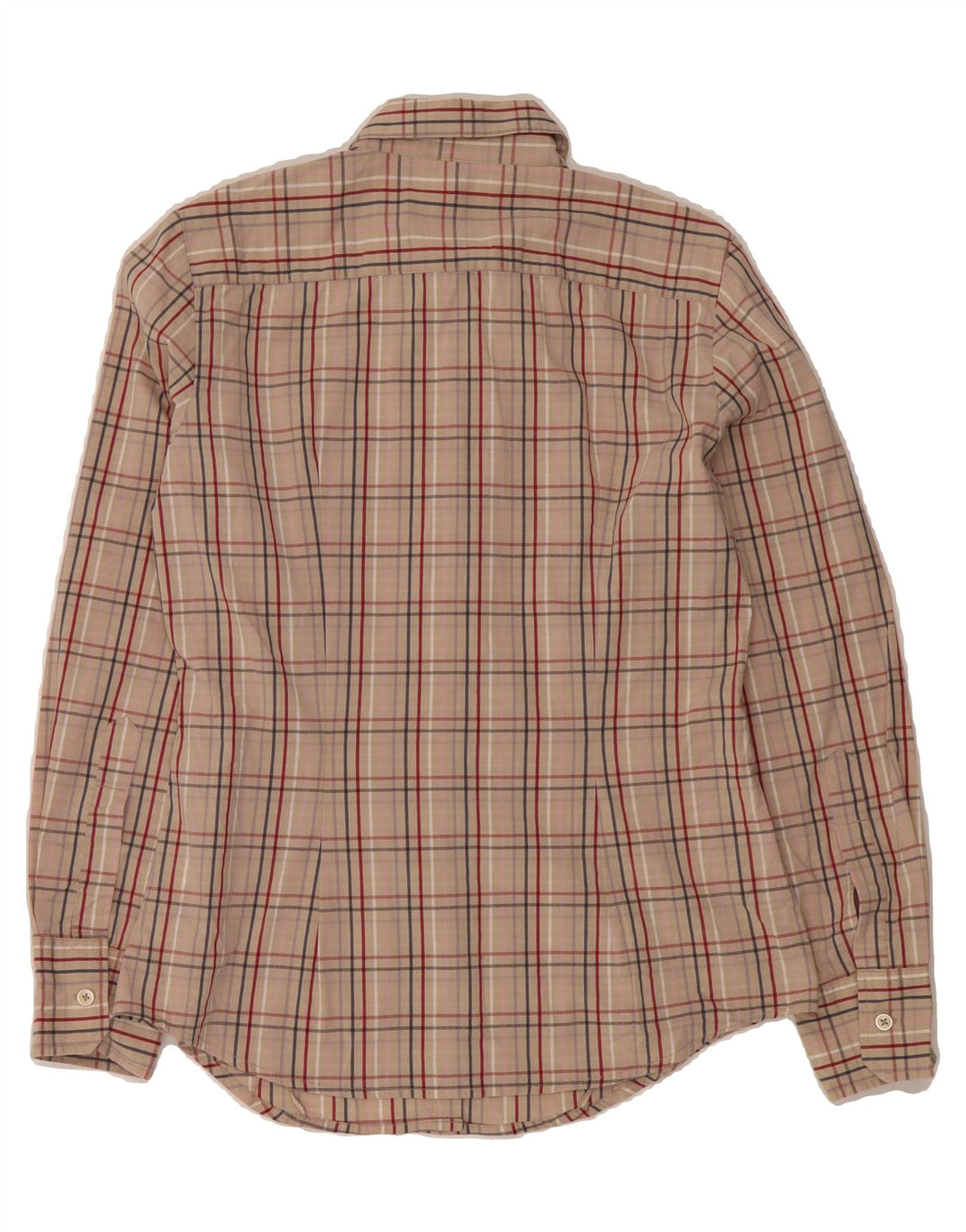BENETTON Womens Shirt UK 14 Medium Beige Check Cotton Vintage Benetton and Second-Hand Benetton from Messina Hembry 