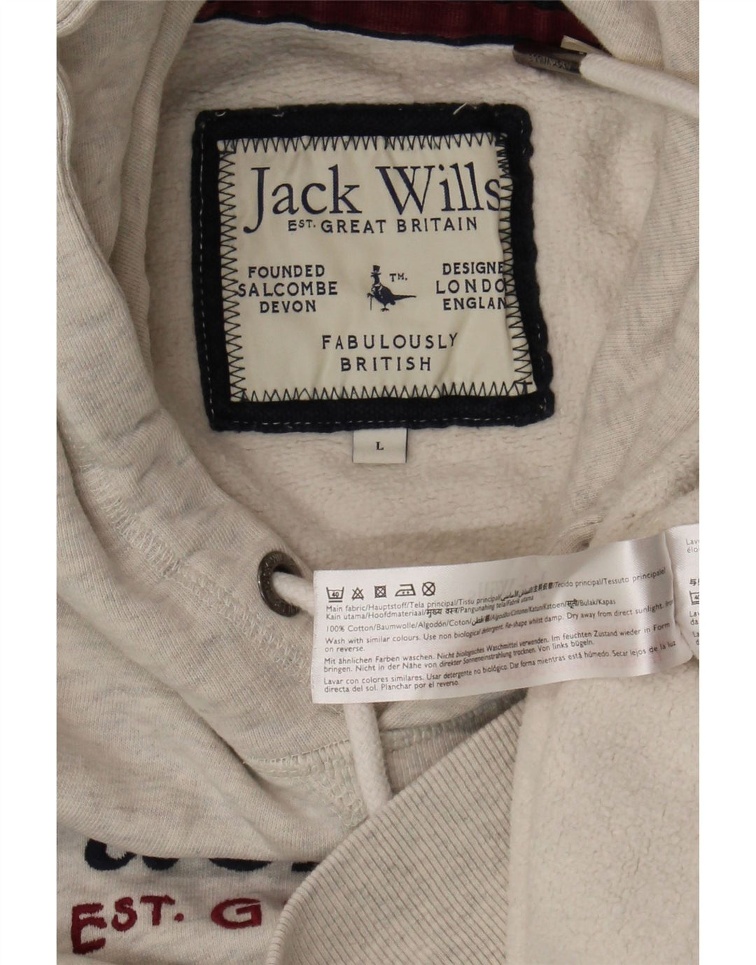 Pulover Jack Wills pentru bărbați cu capota cu grafică, mare, gri bumbac