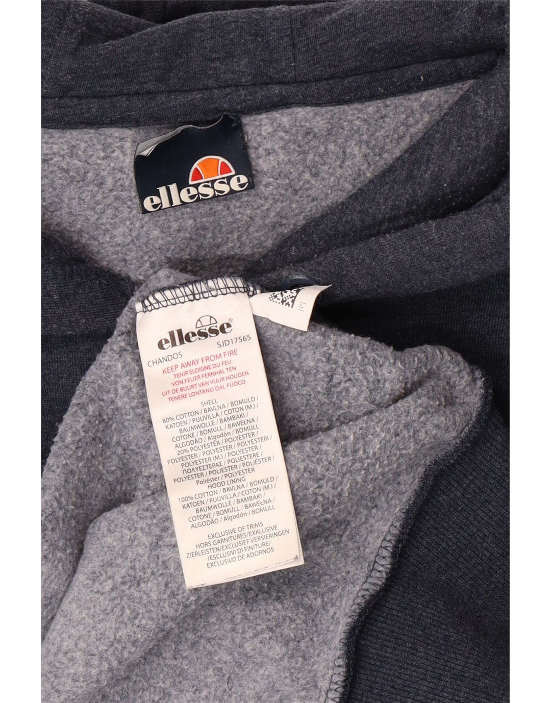 Pulover cu glugă cu grafic ELLESSE pentru femei UK 16 mare bumbac bleumarin