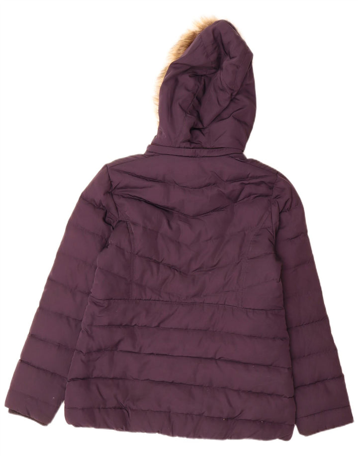 Crew Clothing Jachetă căptușită cu glugă pentru femei UK 10 Poliester violet mic