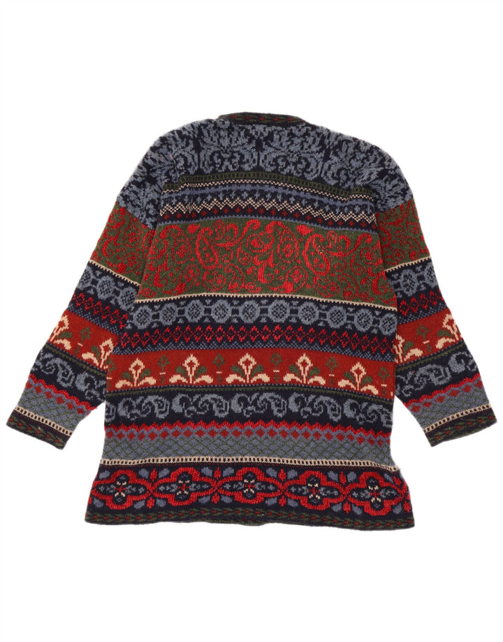 Pulover vintage pentru bărbați cu gât roșu IT 44 Medium Multicolor Fair Isle