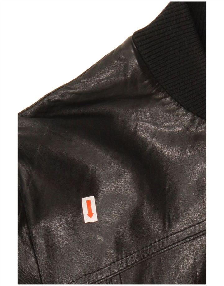 Jachetă de piele CINTI Crop Bomber pentru femei IT 46, mare, neagră