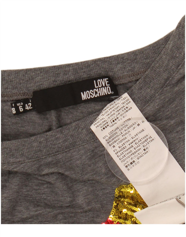 Tricou grafic MOSCHINO pentru femei Top IT 42, bumbac cu pete gri mediu