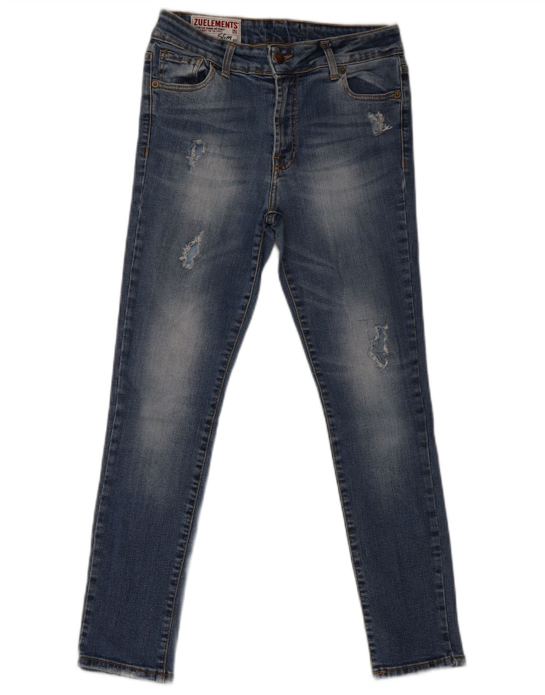 Zu Elements Blugi Super Slim pentru Damă Distressed W30 L28 Bumbac Albastru