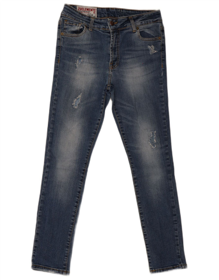 Zu Elements Blugi Super Slim pentru Damă Distressed W30 L28 Bumbac Albastru