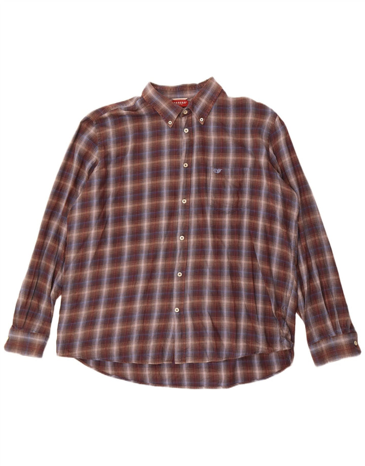 Cămașă de flanel pentru bărbați Carrera, cu ajustare normală, 3XL, bumbac cu carouri maro