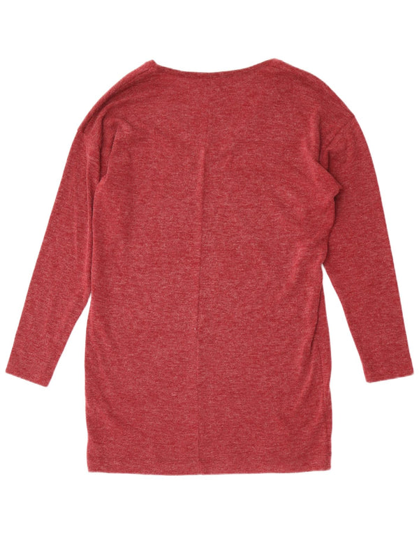 Top pentru femei Zara cu mânecă lungă UK 14 Medium Maroon Flecked Poliester