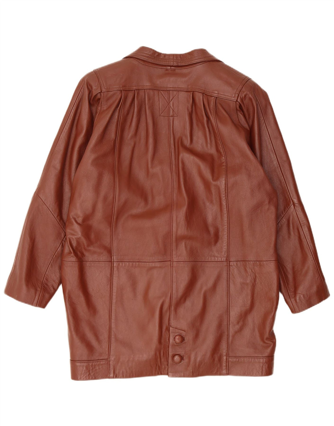 Palton supradimensionat din piele vintage pentru femei UK 14 piele maro medie