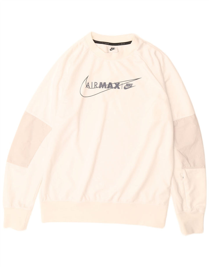 Pulover NIKE Air Max Graphic pentru bărbați, poliester alb mediu