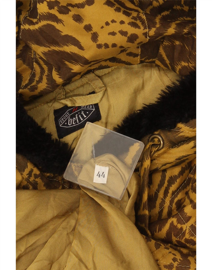 Jachetă de vânt cu glugă vintage pentru femei IT 44 Medium Brown Animal Print