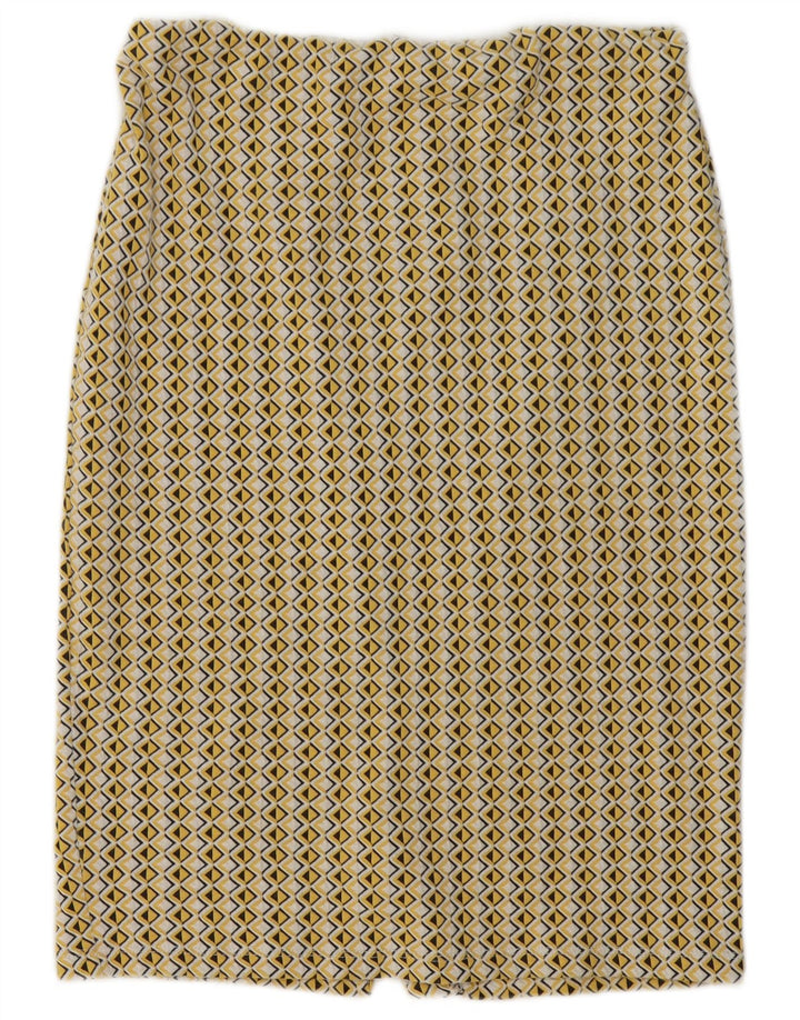Fusta creion pentru femei Zara, mare W30, galben geometric