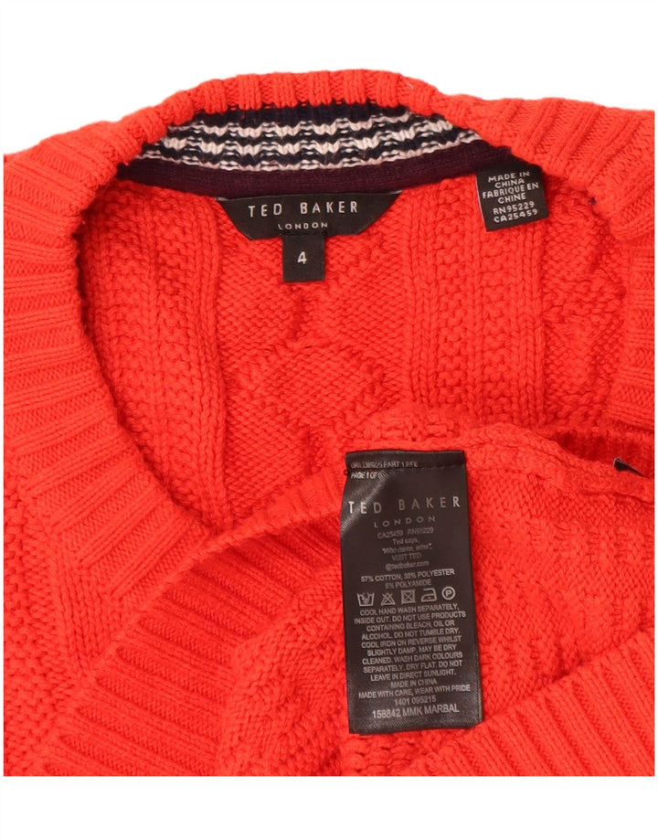 Pulover Ted Baker pentru bărbați, cu gât roșu, marimea 4, bumbac roșu