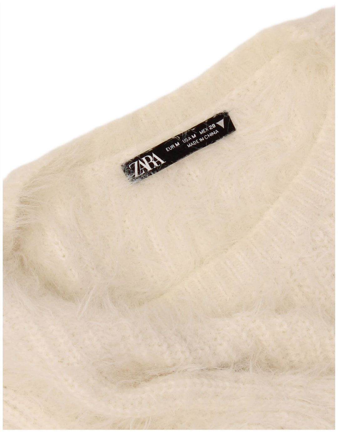 Pulover Pulover Crop Crew Deck pentru Damă Zara UK 12 Medium Off White